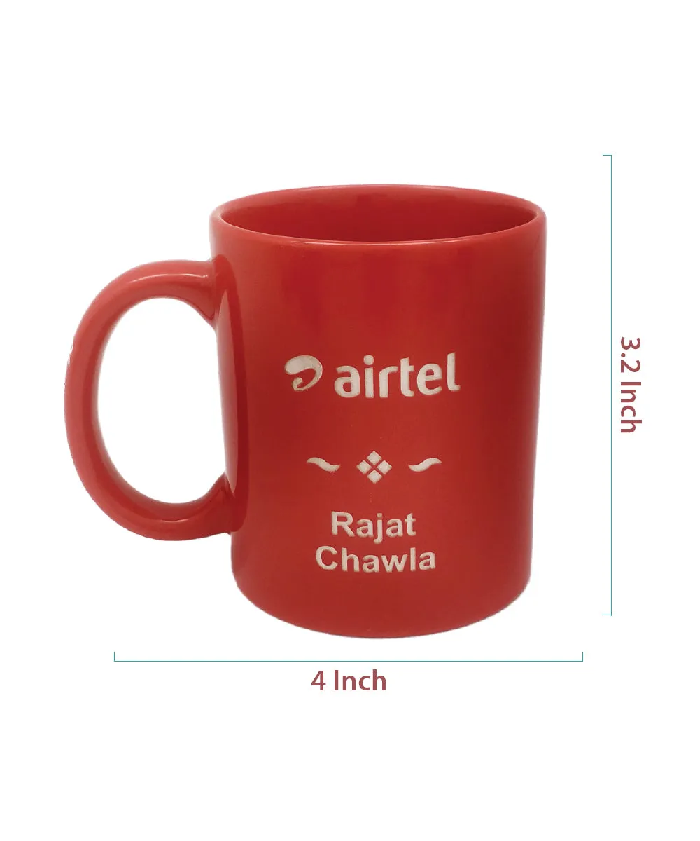 Red Engraved Ceramic Mugs