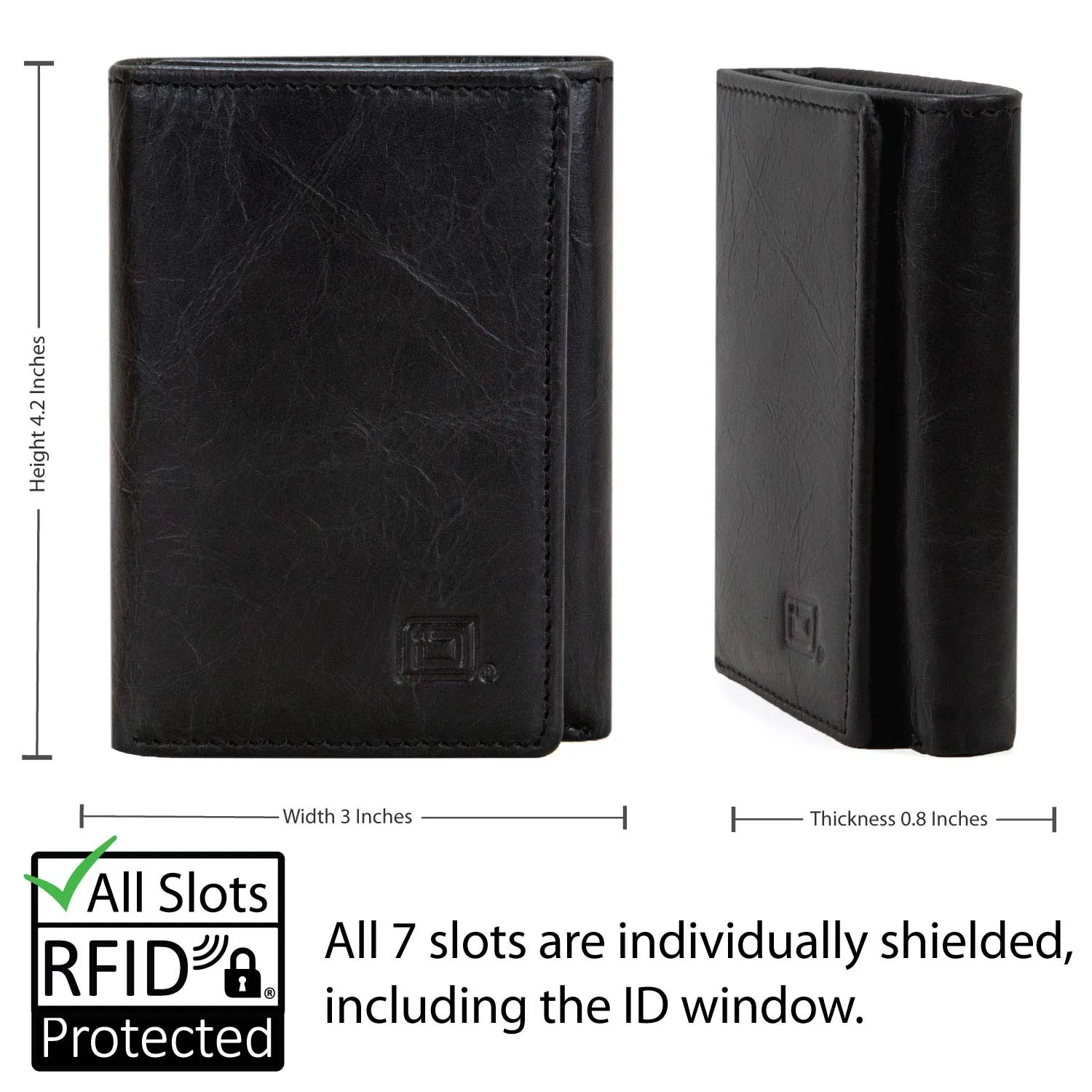 RFID Blocking Wallet for Men - Slim Buffalo Leather Trifold Wallet