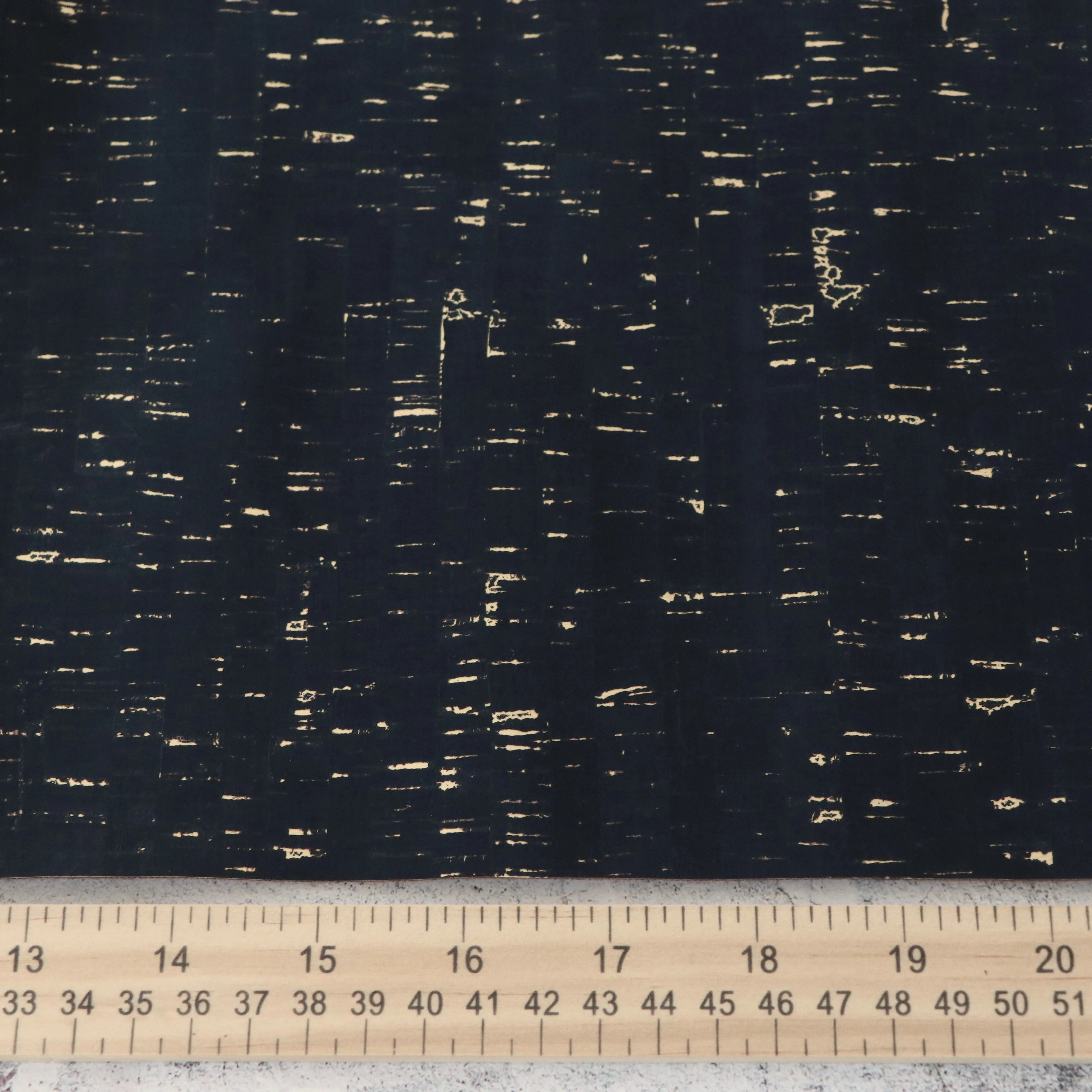 Rustic Natural Black Gold Flecked Cork Fabric