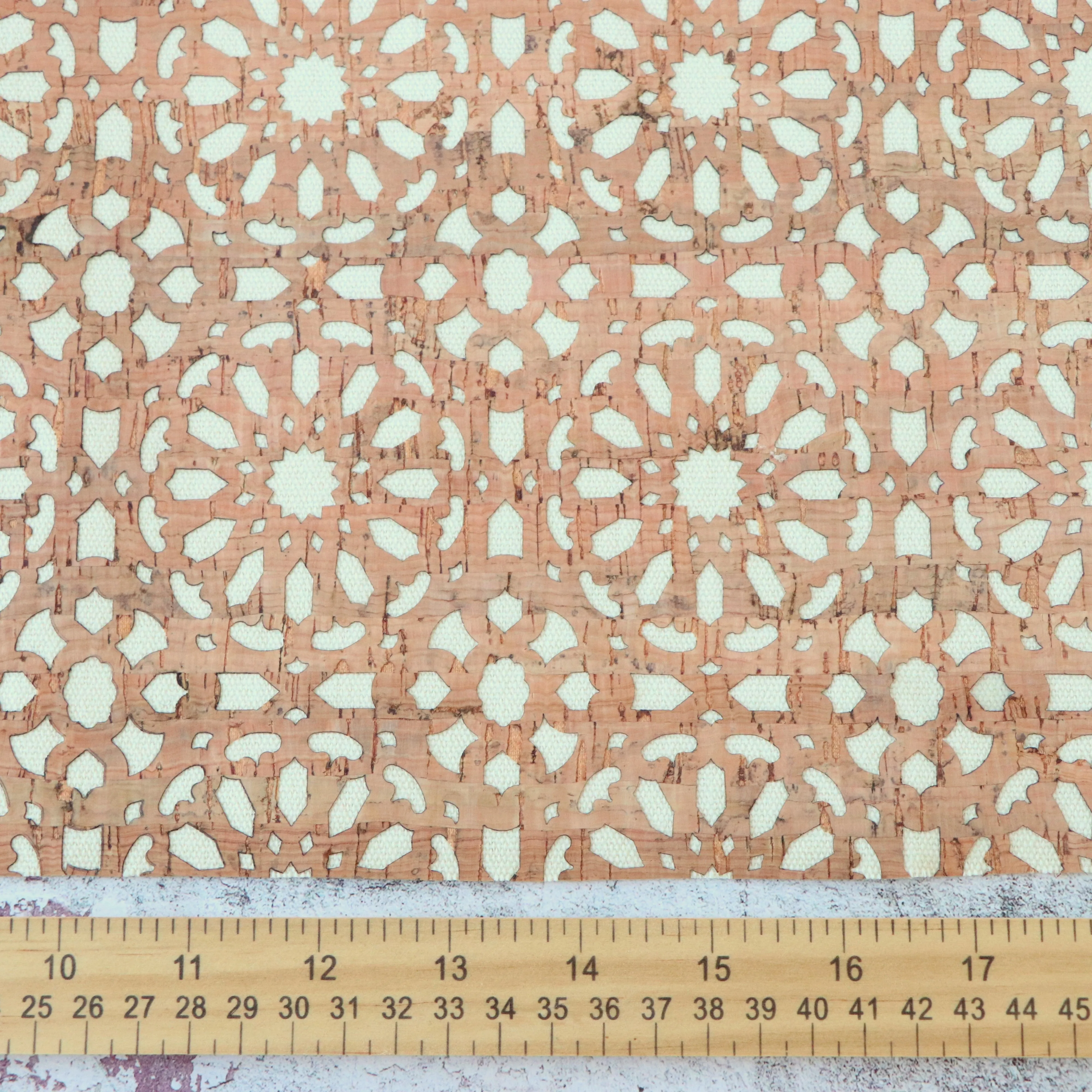 SHORT - Lite Cream Canvas Backed Mandala Cork Fabric