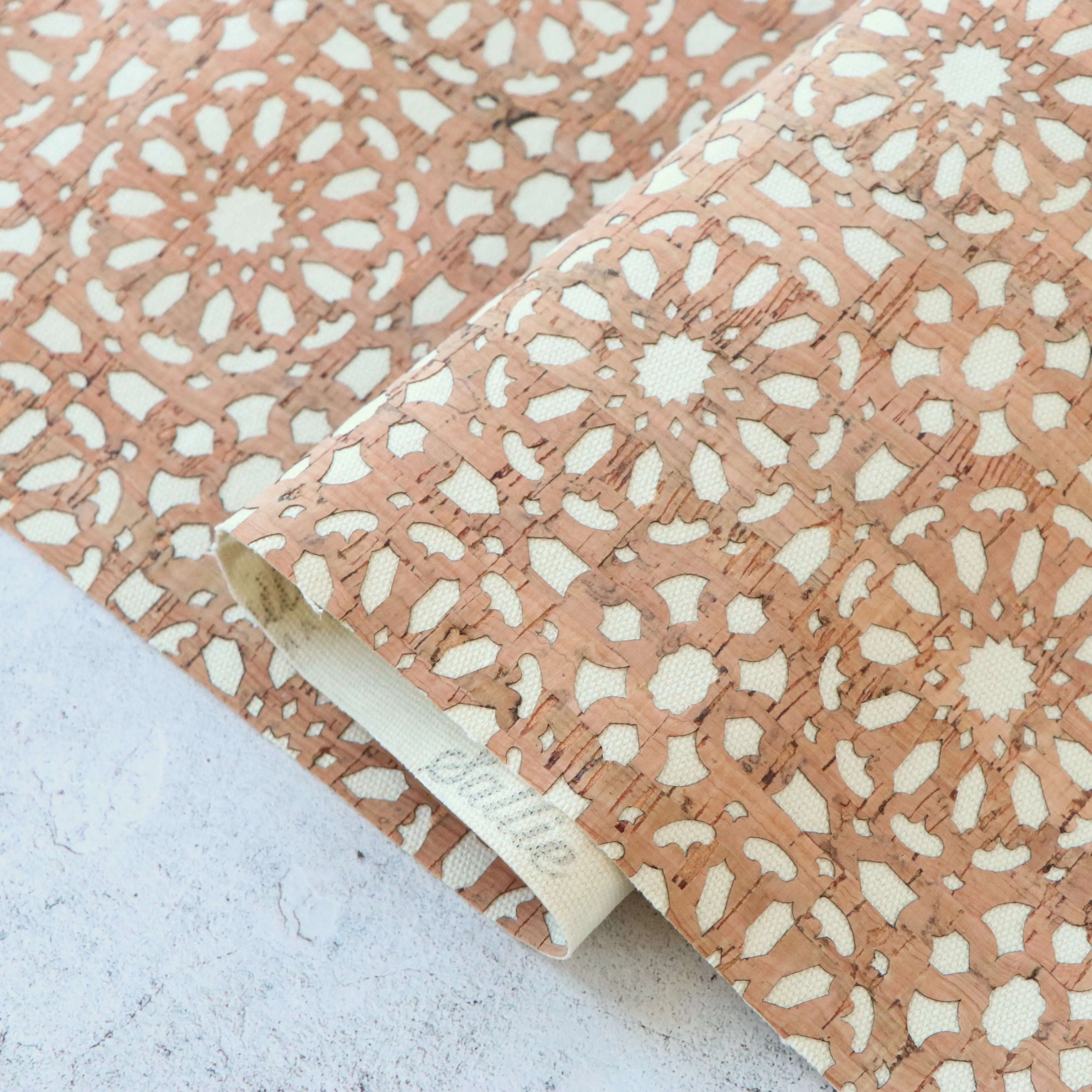 SHORT - Lite Cream Canvas Backed Mandala Cork Fabric