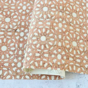 SHORT - Lite Cream Canvas Backed Mandala Cork Fabric