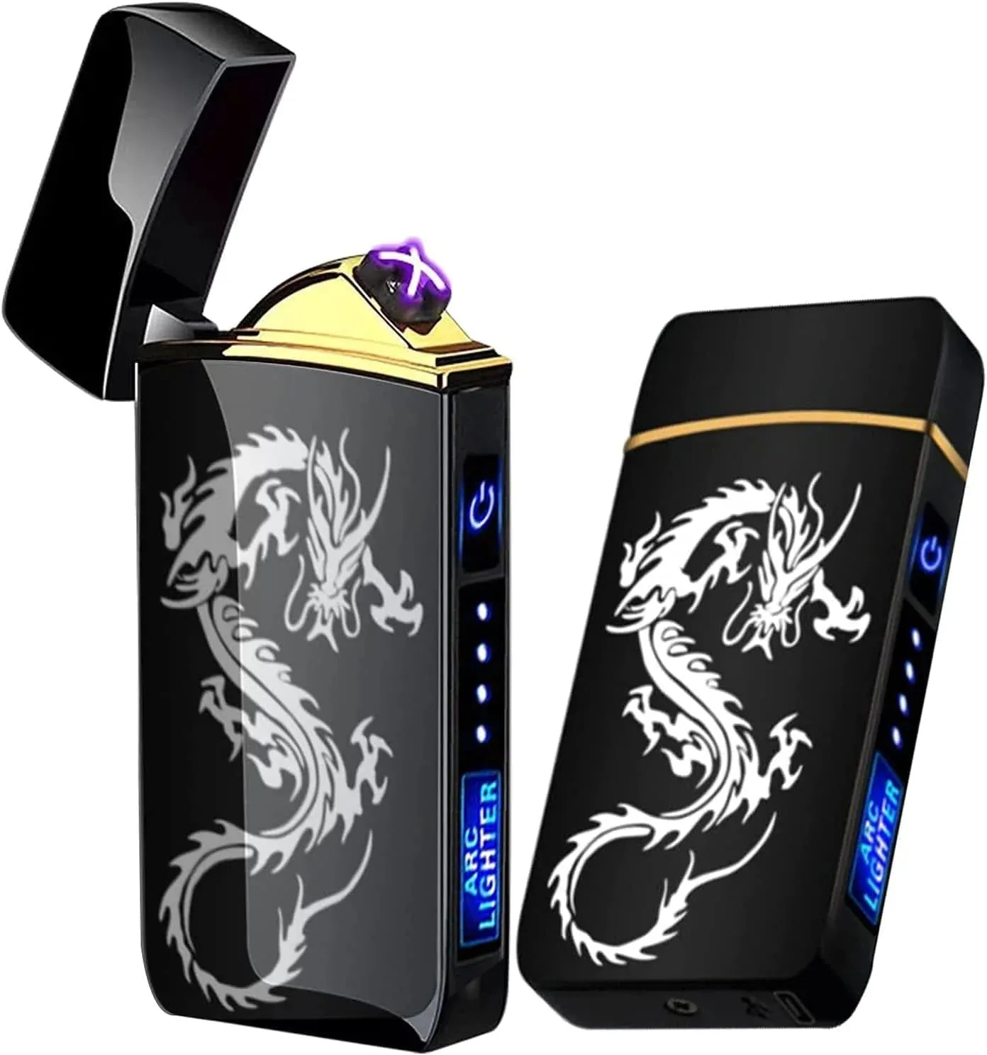 Smart Windproof Electric Metal Lighter Flameless Plasma Lighter Double Arc Usb Rechargeable Led Power Display Touch HOT