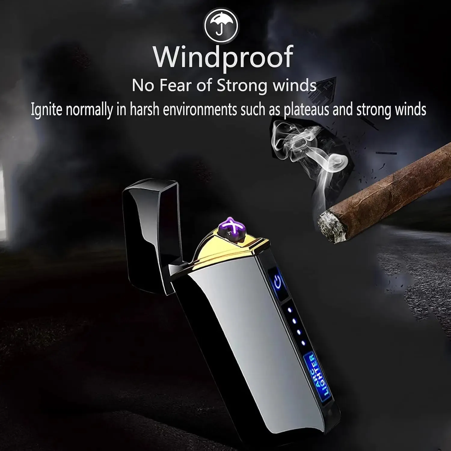 Smart Windproof Electric Metal Lighter Flameless Plasma Lighter Double Arc Usb Rechargeable Led Power Display Touch HOT