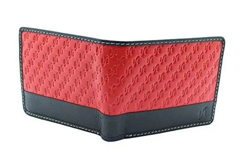 STARHIDE Mens Genuine Emboosed Leather RFID Blocking Wallet Billfold Coin Pocket Purse 1170 Red Black