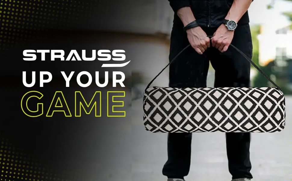 Strauss Jacquard Gym Bag | for Both Men and Women | Suitable for Travel and Gym | Eco- Friendly and Washable | 56 X 25 Cm - (Black and Cream)