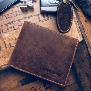 Venator distressed leather trifold tab coin wallet #GW67 Brown