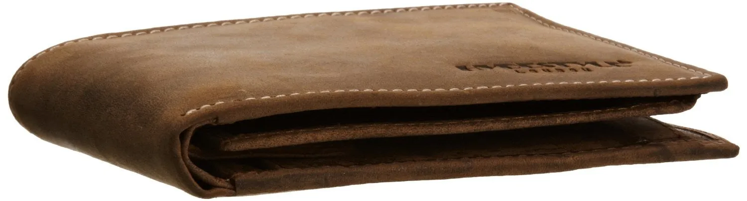 Venator distressed leather trifold tab coin wallet #GW67 Brown