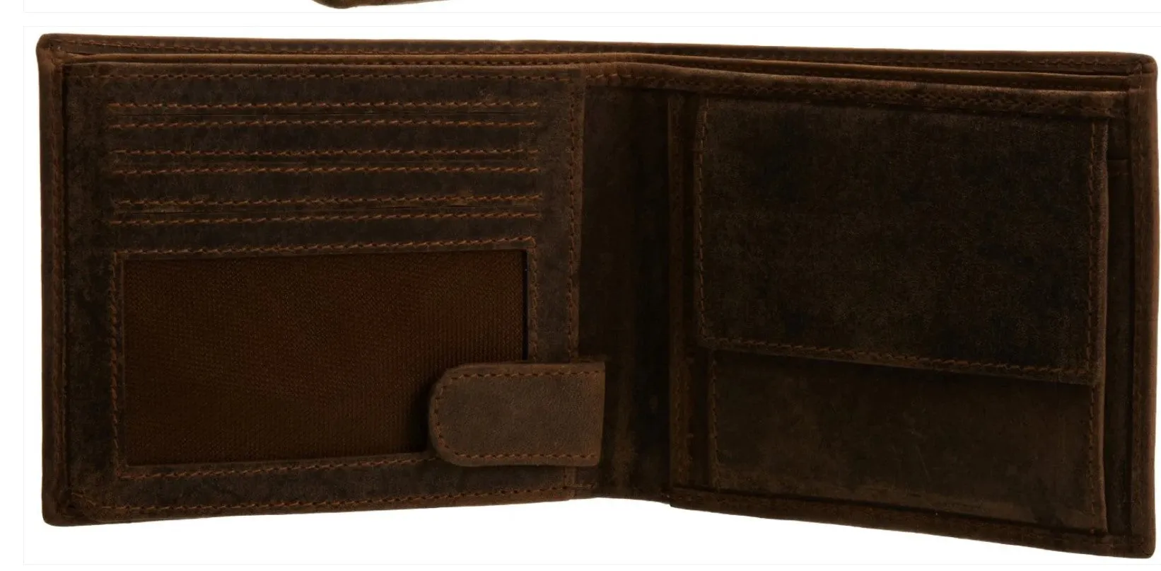 Venator distressed leather trifold tab coin wallet #GW67 Brown