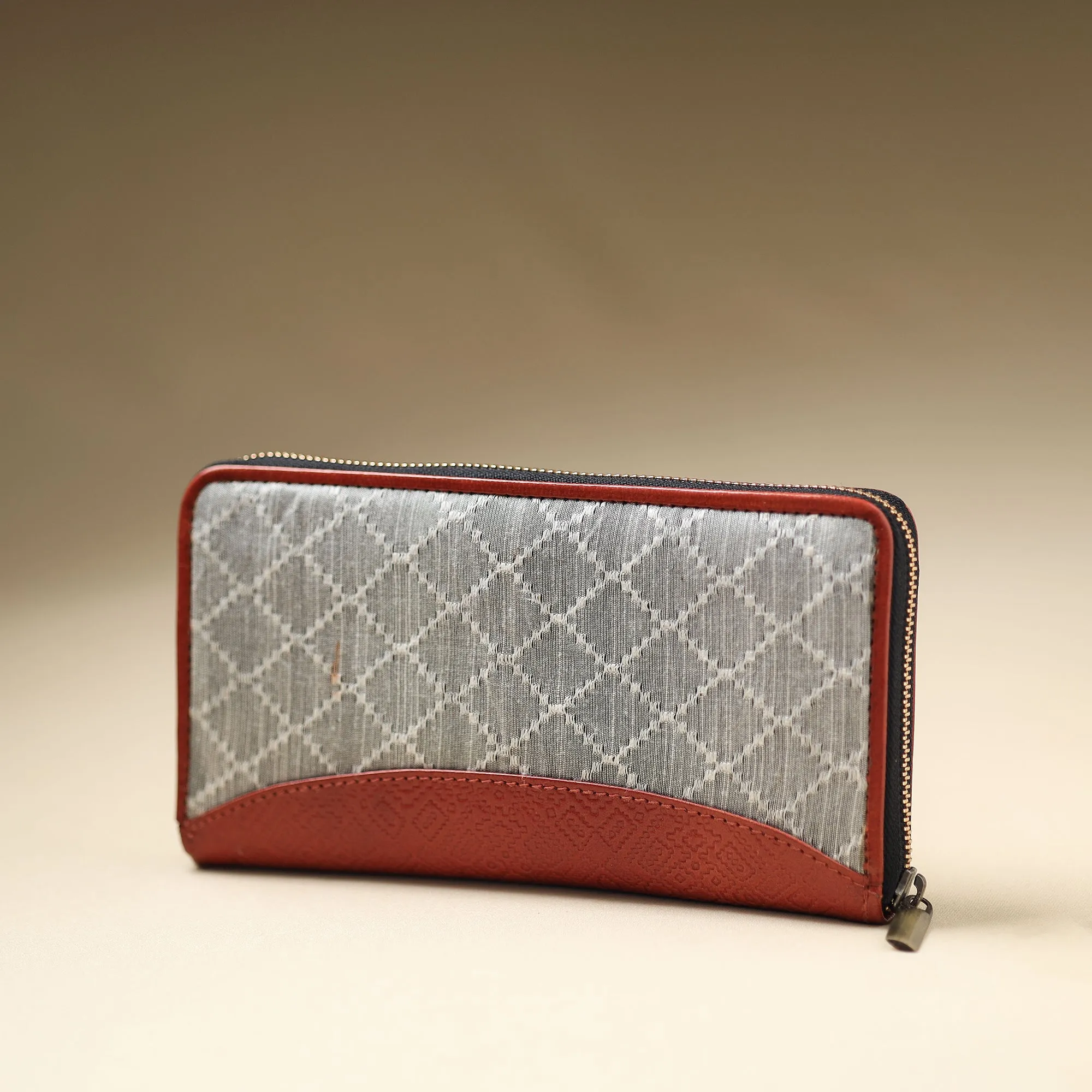 White - Handcrafted Jacquard Weave Leather Wallet