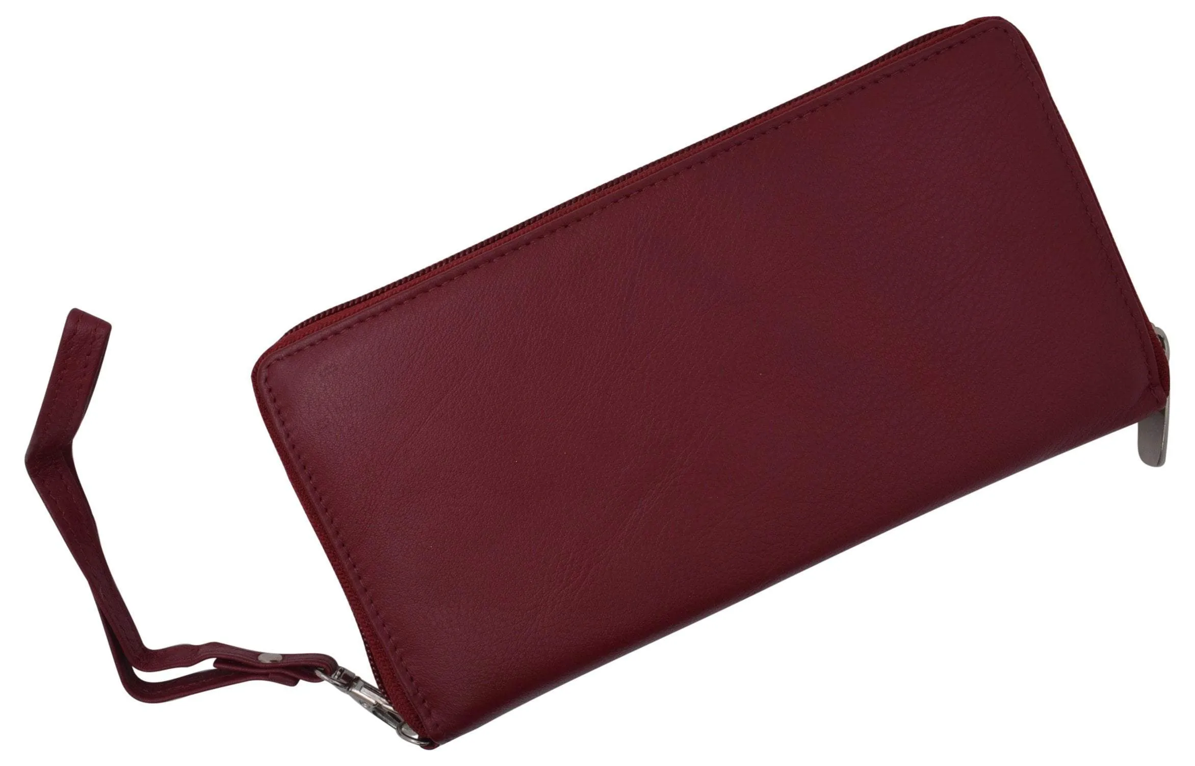 Women RFID Bifold Ladies Cluth Wristlet Wrist Strap Long Purse Leather Wallet