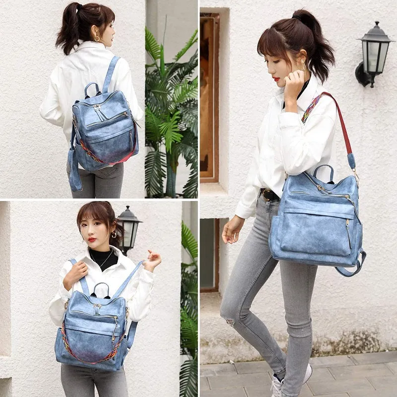 Womens Fashion PU Leather Multipurpose Backpack Shoulder Bags