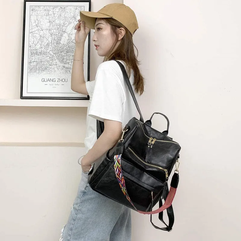 Womens Fashion PU Leather Multipurpose Backpack Shoulder Bags