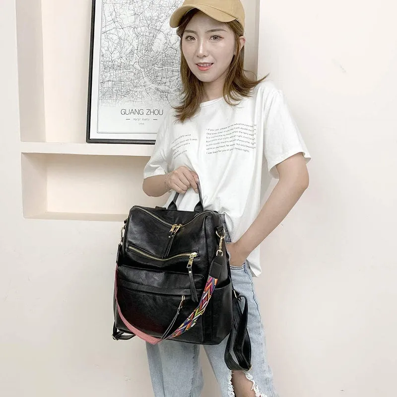 Womens Fashion PU Leather Multipurpose Backpack Shoulder Bags