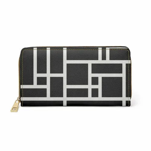 Wristlet Phone Wallet, Black and White Colorblock Style Purse