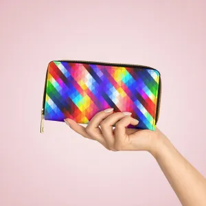 Wristlet Phone Wallet, Multicolor Gradient Colorblock Style Purse