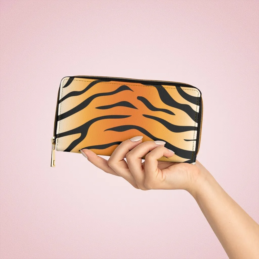 Wristlet Phone Wallet, Orange and Black Tiger Stripe Style Purse