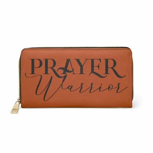 Wristlet Phone Wallet, Rust and Black Prayer Warrior Graphic Purse